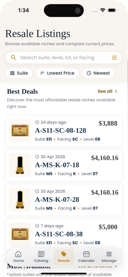 龛位转售平台 GoReach 应用界面